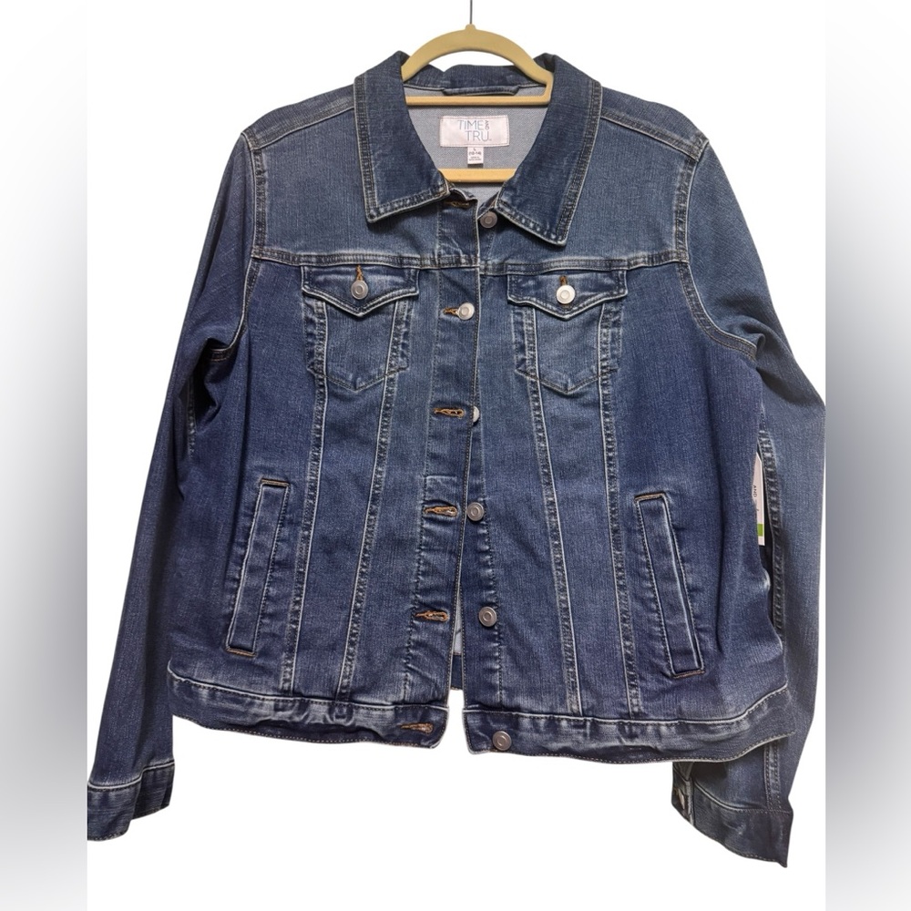 Time and Tru Dark Blue Denim Jacket Size L NWT